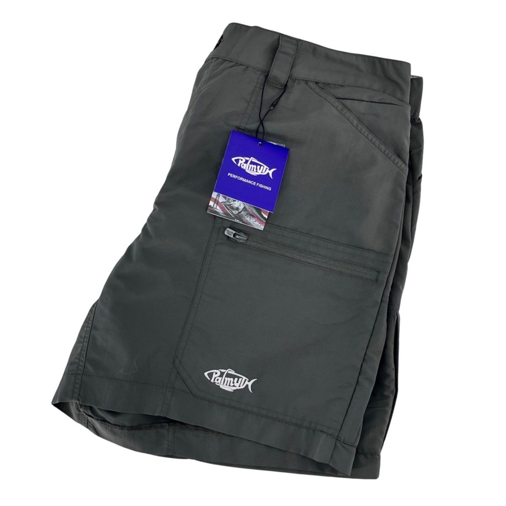 Palmyth Fishing Shorts Mens 38 Gray Performance Quick Dry Water Repellent Nylon
